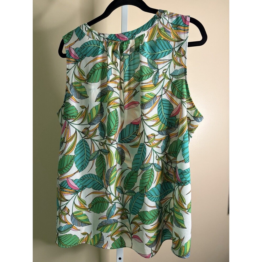 Rose + Olive Blouse Women 1X Boho Pullover Peasant Tunic top Hawaiian Colorful - Picture 7 of 10